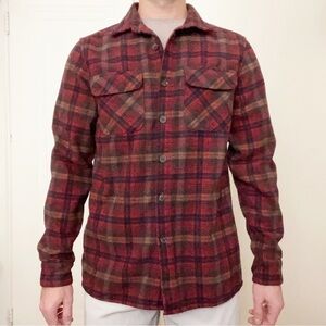 Rhythm. Men’s Wool Blend Flannel Button Down Shirt Medium Plaid Red Blue